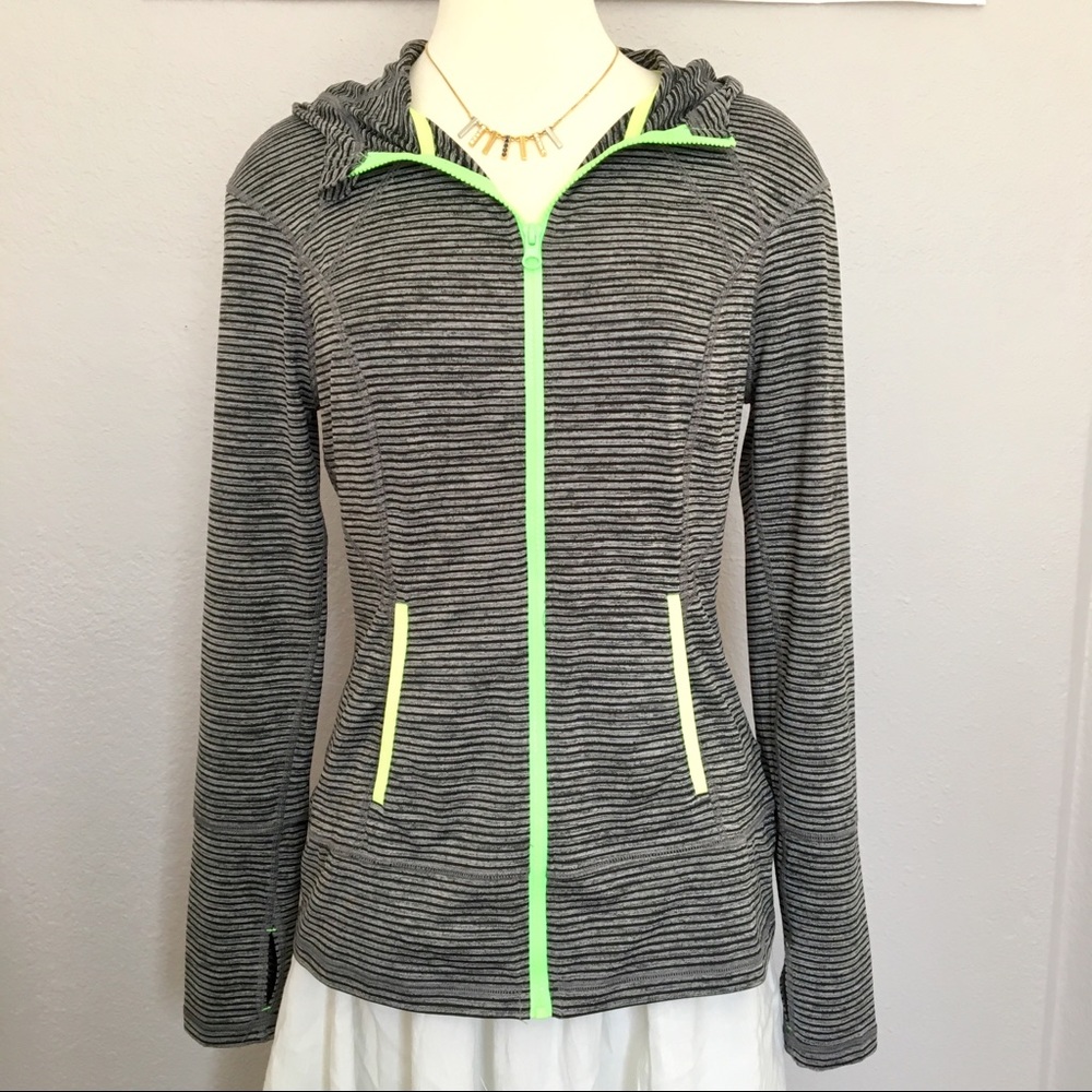 Lukka Lux athletic jacket grey neon green stripe M